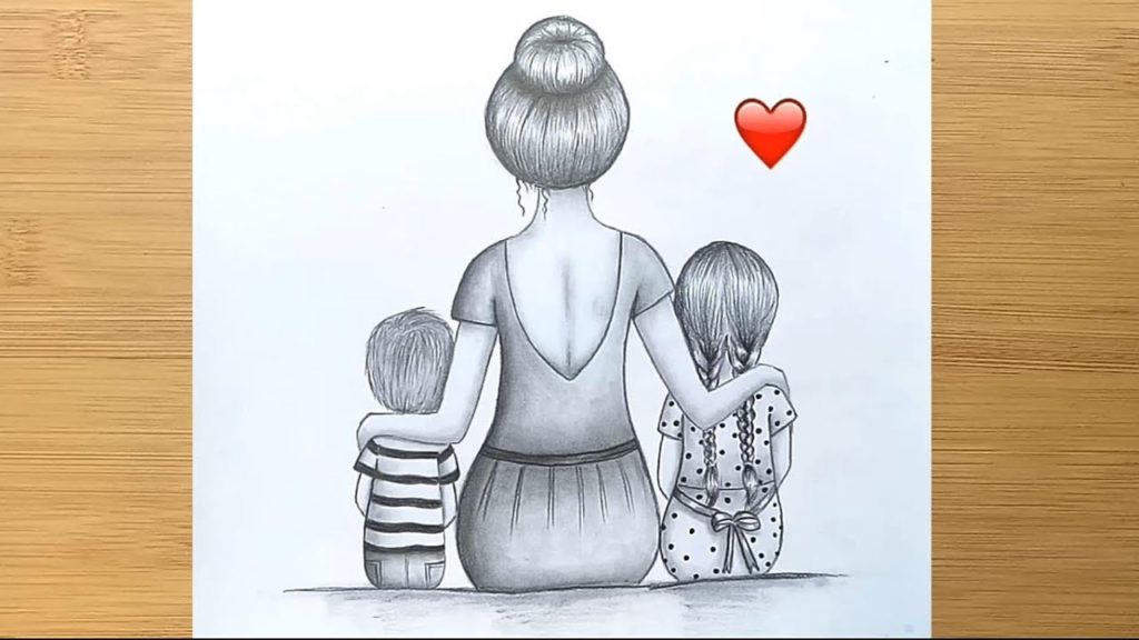 Ідея варіанту малюнку до Дня Матері - мама і дитина в круглій рамці з