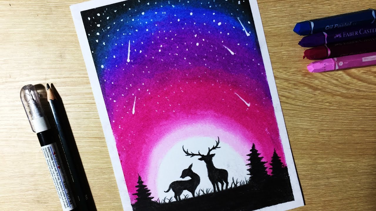 Як намалювати гарне зоряне небо з падаючими зірками - інструкція для