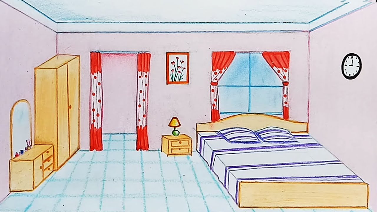 Рисунок ребенка комнаты с мебелью